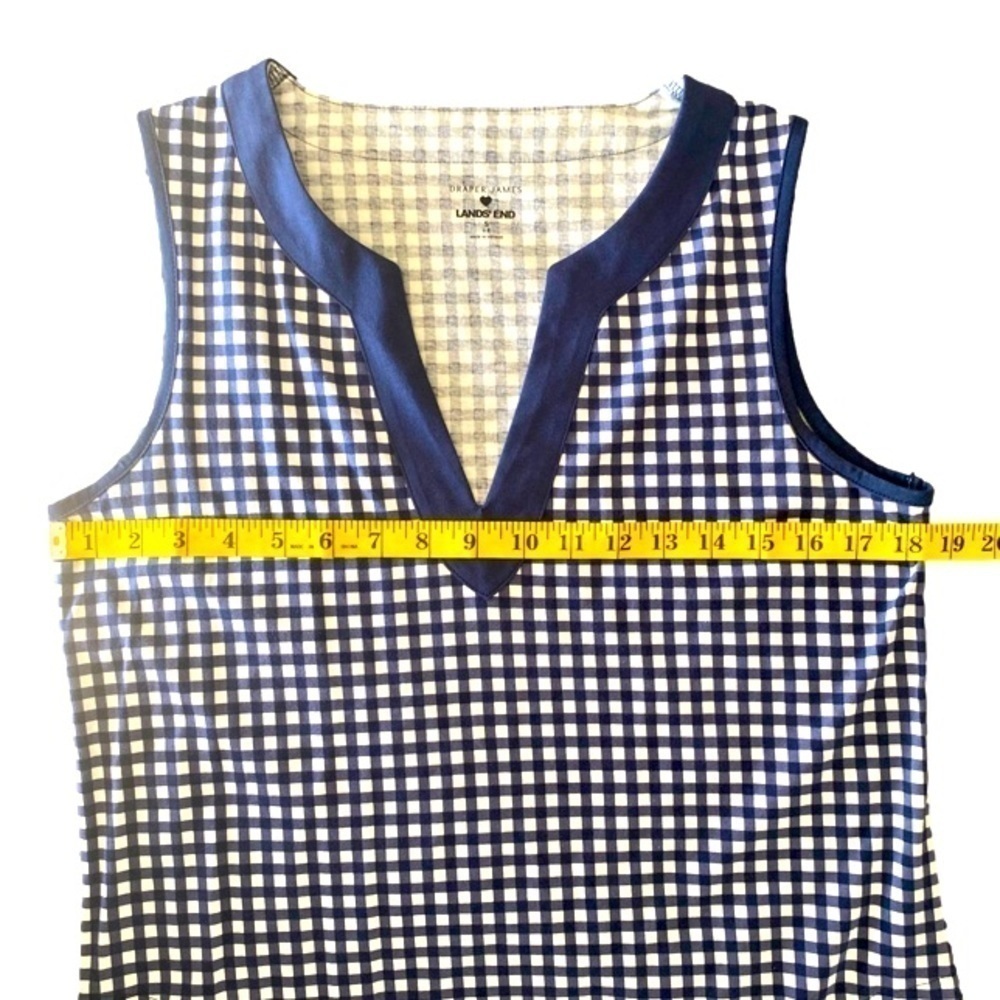 LANDS’ END Dress Draper James Sleeveless Cotton Navy White Gingham Women Size S - Picture 9 of 12